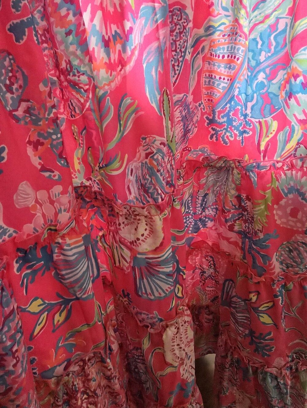 Lilly Pulitzer Hot Pink Multi-Color Floral Tiered Smocked Skirt - Picture 3 of 10